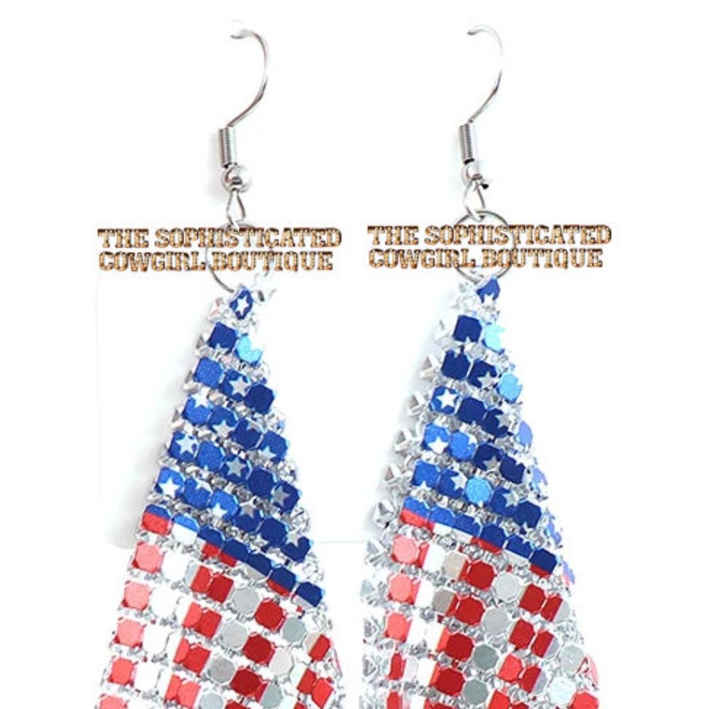 PATRIOTIC VERMEIL EARRINGS FOR 4TH OF JULY NWT